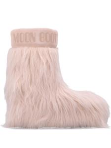 Зимние ботинки Moon Boot с логотипом и мехом, розовый