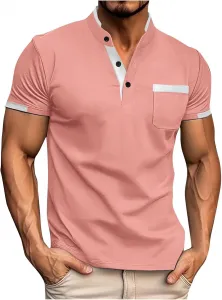 Футболка-поло Henley для мужчин, летняя, спортивная, с коротким рукавом