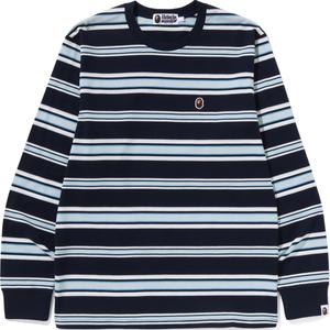 Футболка Bape One Point Stripe с длинным рукавом A BATHING APE, синий