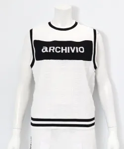 Жилет крупной вязки с жаккардовым логотипом Archivio, цвет White(090)