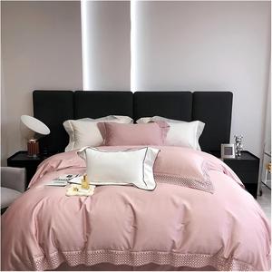 YUSIWOAL Комплект постельного белья из египетского хлопка 1000TC с ажурным кружевом и вышитой каймой