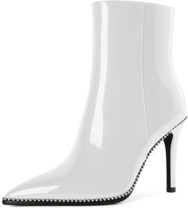 Ботильоны Joseywade на высоком каблуке для женщин, с заостренным носком, тонким стойким каблуком, боковой молнией, короткие ботинки с бусинами