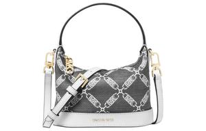 Сумка через плечо из спилка кожи с комбинированной отделкой, маленькая, женская, черно-белая MICHAEL KORS