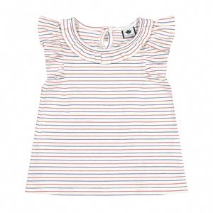 Детский топ Colette с воланами на рукавах в красно-бело-синюю полоску Busy Bees