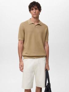 Футболка-поло Fluid Cotton Regular Fit с короткими рукавами Mango, Light Beige