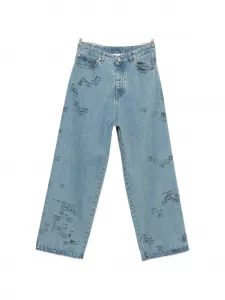 Джинсы с принтом в виде штампов VETEMENTS, синий