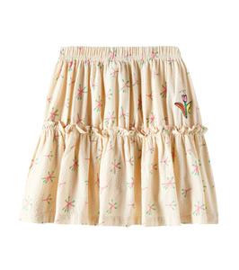 Юбка из хлопкового джерси с рюшами Candy Flower Jellymallow, кремовый