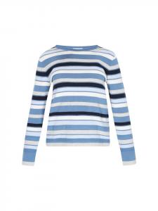 Женский свитер синего цвета с разноцветными вставками usha BLUE LABEL