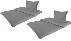 Двойная упаковка постельного белья из микрофибры Seersucker, 4 шт., на молнии 2 шт. Прибл. 135x200 см + 2 шт. Прибл. 80x80 см. Дизайн: антрацит MB Warenhandel24