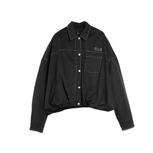 ELLE Пуховик Women's Black Lapel Down Jacket
