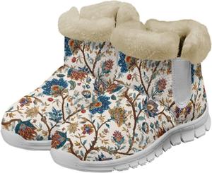 Quxjehoe Женские зимние ботинки с плюшевой подкладкой, теплые, удобные, противоскользящие, для улицы, на каждый день, на липучке, короткие ботильоны, размеры 36-41, белая подошва