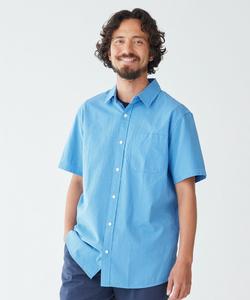 Рубашка из органического хлопка сирсакер, короткий рукав, клетчатая, японский крой.