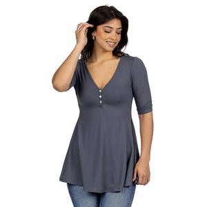 Женская туника с короткими рукавами и пуговицами 24seven Comfort Apparel 24Seven Comfort Apparel, цвет Charcoal
