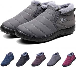 Зимние Ботинки, Теплые Зимние Ботильоны с Противоскользящей Подошвой, Водонепроницаемые Уличные Сапожки на Меху для Женщин HIDRUO, Grey