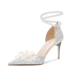 Тонкие туфли на высоком каблуке для женщин TAOLEI, серебро