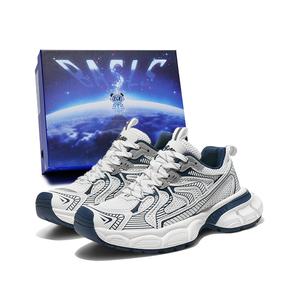 Массивные кроссовки унисекс низкие бело-сине-черные BASLS, потертые бело-голубые