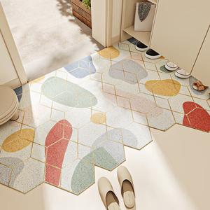 Dajiang Ковер 120х120 см для прихожей, моющийся, современный, с шестиугольным узором, устойчивый к загрязнениям