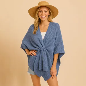 Вязаная накидка-пончо с завязками спереди Truedames
