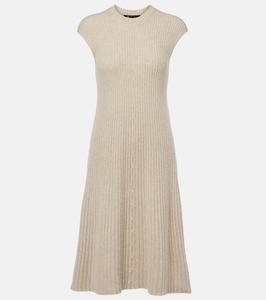 Платье миди из кашемира в рубчик Loro Piana, Pearl Dust Melange