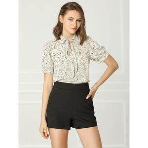 Набор из 2 женских блузок в горошек в стиле ретро, ​​шифоновые блузки с воротником Питера Пэна и галстуком-бабочкой ALLEGRA K, цвет Cream White Dark Pink