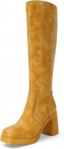 Женские черные кожаные ботинки SOVANYOU на платформе, с квадратным носком, массивным каблуком и боковой молнией