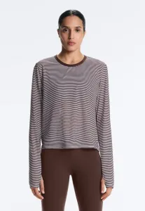 Полосатая техническая футболка с длинными рукавами Oysho, Dark Brown