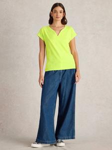 Футболка Nelly с вырезом-качелькой White Stuff, Bright Yellow