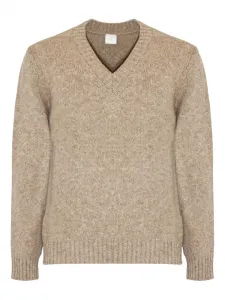 Свитер с V-образным вырезом и ребристой отделкой Eleventy, нейтральный