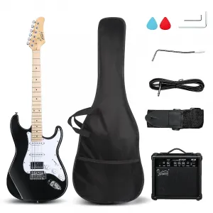 Электрогитара Glarry Black GST с звукоснимателями HSS и усилителем мощностью 20 Вт