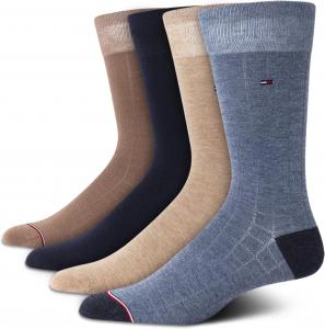 Мужские носки Tommy Hilfiger под пошив - 4 пары легких, мягких, из хлопковой смеси, носков - удобные, эластичные, для мужчин, Heather Assorted
