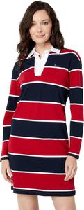 Женское спортивное платье в полоску с длинным рукавом для регби от Tommy Hilfiger, Sky Captain Multi