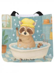 Сумка-шоппер с рисунком енота, без слогана, белого цвета Mr. & Mrs. Panda