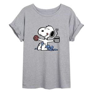 Струящаяся футболка Juniors' Peanuts Snoopy Coffee Licensed Character, серый