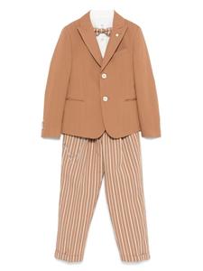 Colorichiari костюм-тройка в полоску, коричневый