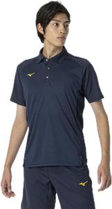 Мужская быстросохнущая тренировочная рубашка-поло MIZUNO, короткий рукав, влагоотводящая, быстросохнущая, 32MAB081, темно-синий