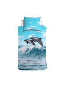 Постельное белье синего цвета Traumschlaf, 155 x 220 + 80 x 80 см