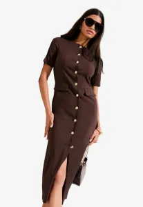 Платье-Рубашка миди прямого кроя из эластичной ткани с застежкой на пуговицы Friends Like These, Brown