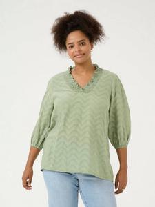 Топ с v-образным вырезом vitana с оборками KAFFE Curve, цвет Oil Green