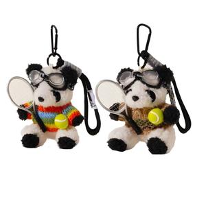 Плюшевый кулон панда, играющая в теннис, высота 10см MIC RABBIT, мультиколор