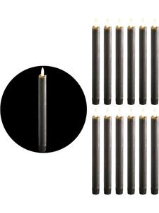 Novaliv Светодиодные свечи-конусы с таймером, серые, 12 штук, для использования в помещении - 6 часов горения - натуральный воск, серый цвет