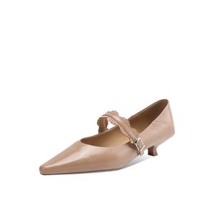 BOERDIQI Мэри Джейн туфли женские - телесный розовый (стелька из овчины), цвет Nude Pink (Sheepskin Insole)