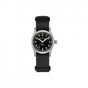 Hamilton Часы Khaki Field Series Quartz Movement Unisex Watch 38mm Black Dial Stainless Steel Case Canvas Fabric NATO Strap, Black