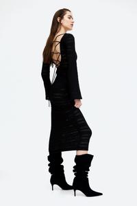 Платье ажурной вязки со шнуровкой H&M, черный