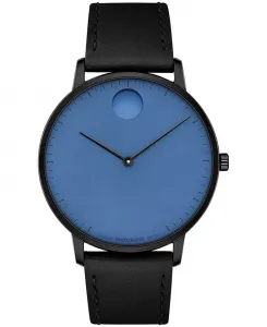Унисекс часы Face Swiss Quartz с черным кожаным ремешком, 41mm Movado
