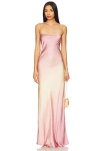 Сатиновое макси-платье со шлейфом Good American, sunset gradient004