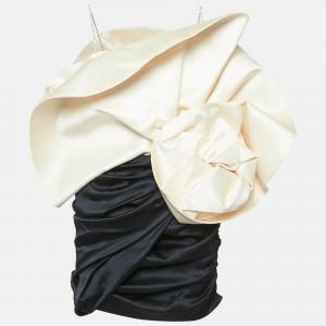 Мини-платье Magda Butrym из шелковой смеси, черно-кремовое, Белград