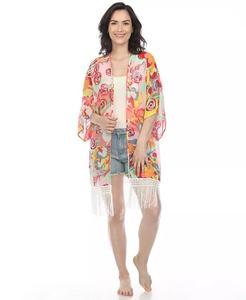 Женское кимоно с прозрачной бахромой White Mark, розовый