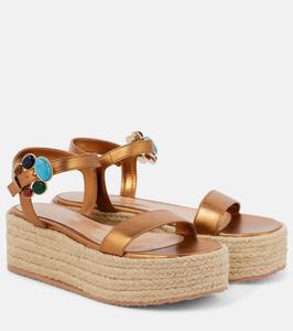 Металлические кожаные платформы-эспадрильи Gianvito Rossi, бронзовый