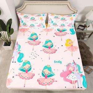 Erosebridal Комплект постельного белья для девочек с принтом единорогов и балерин, розовый, материал хлопок, Multi 01