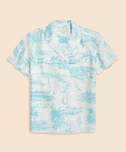 Льняная рубашка с коротким рукавом Toile de Jouy